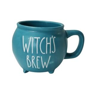 Rae Dunn Halloween Witch's Brew Teal Blue Cauldron Shaped Small Mug